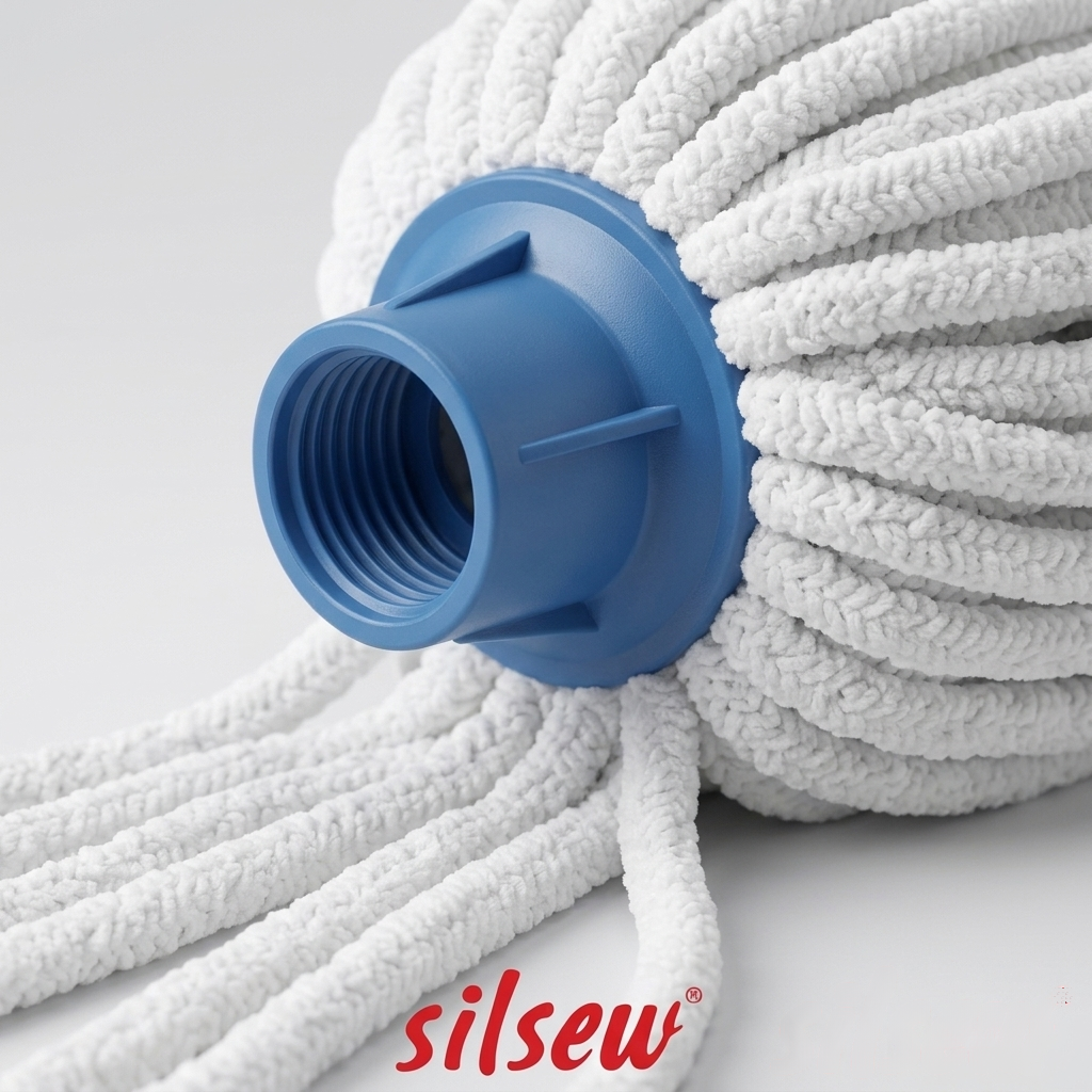 Silpek Mikrofiber Örgülü Saçaklı Mop Yedek Bezi – Klasik Vidalı Örgü Paspas Yedek Kafası