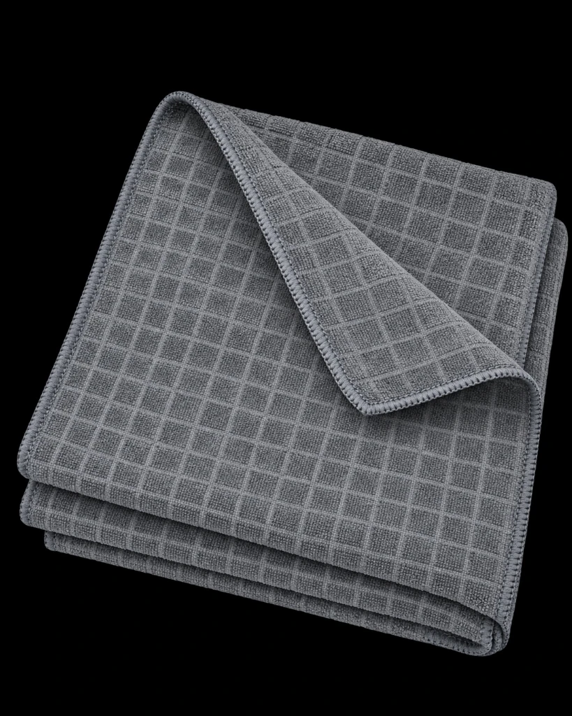 Silpek UltraShine Kareli Kadife Mikrofiber Temizlik Bezi 50 × 70 cm – Siyah