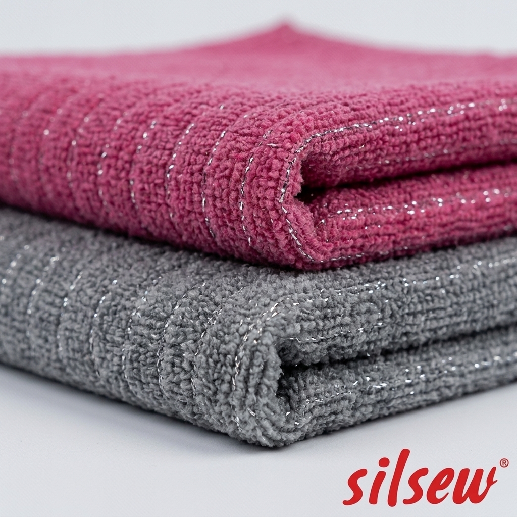 Silpek 4’lü Mikrofiber Telli (Simli) Temizlik Bezi 40x40 cm – Zorlu Kirler İçin Özel Dokulu Bez