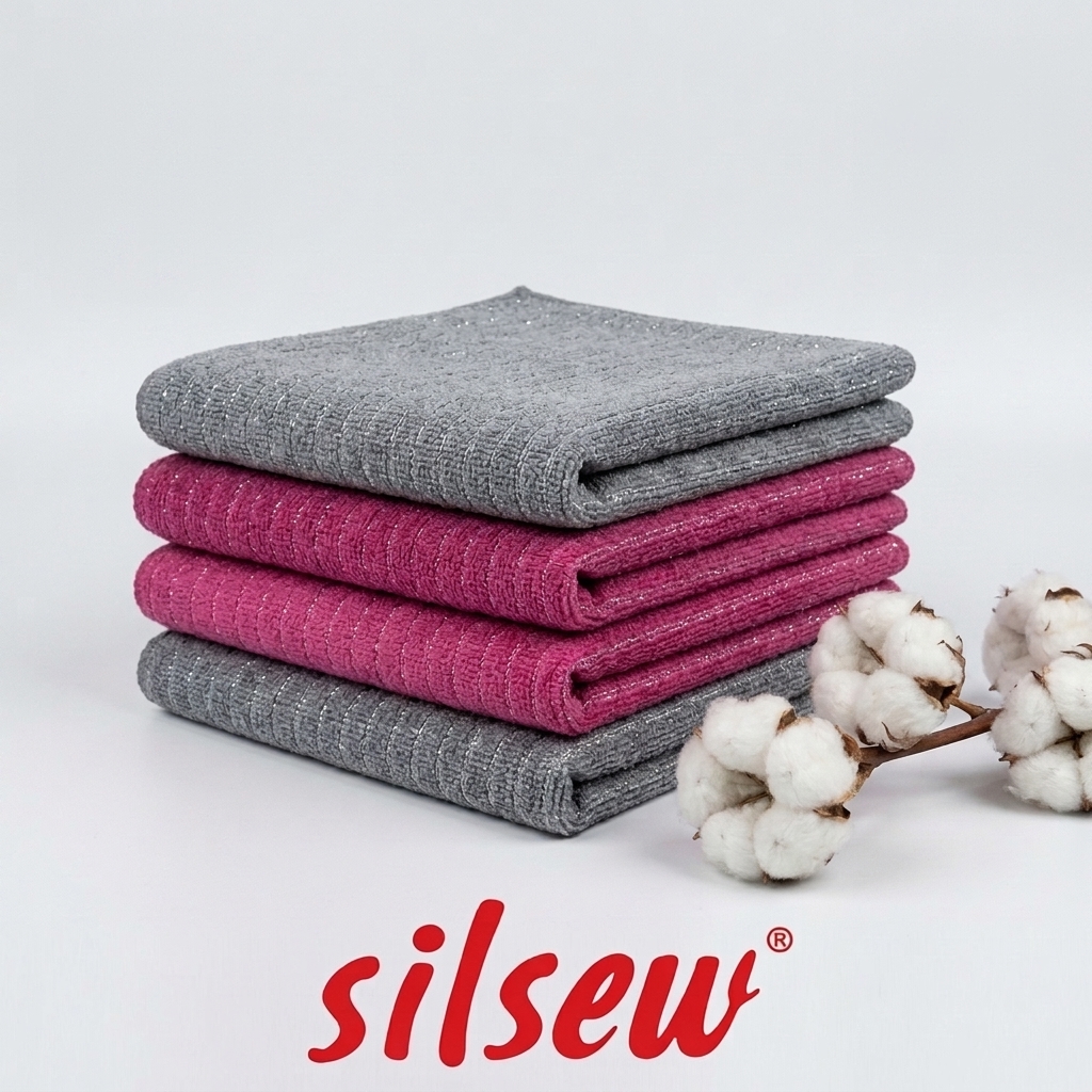 Silpek 4’lü Mikrofiber Telli (Simli) Temizlik Bezi 40x40 cm – Zorlu Kirler İçin Özel Dokulu Bez