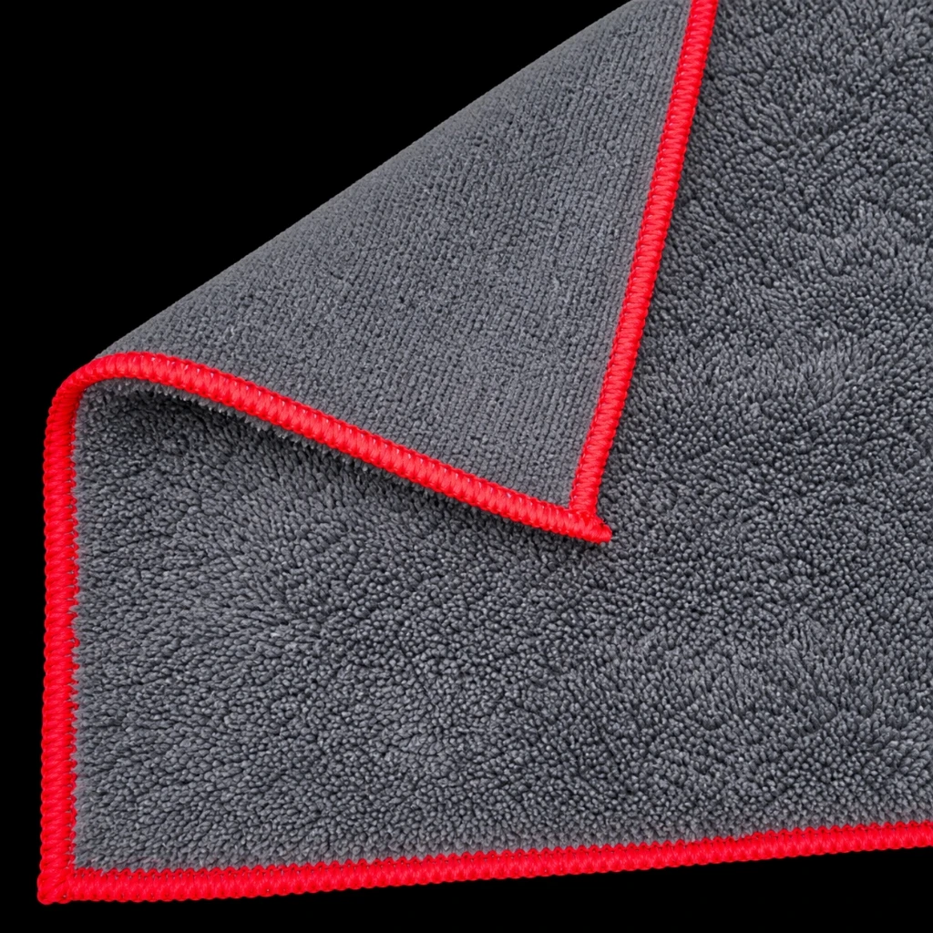 Silpek UltraClean Mikrofiber Temizlik Bezi 40×40 cm – Antrasit / Kırmızı Kenar